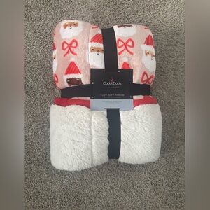 Cuddl Duds Festive Santa and Bow Throw Blanket